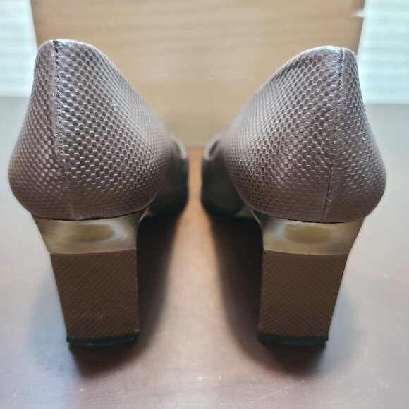 EXCELLENT USED SHOES PROXY ITALIAN LEATHER COPPER GOLD MESH TEXTURED HEELPUMPS 8 - Picture 4 of 14